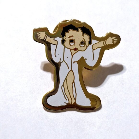 BETTY BOOP White Fur Coat Lapel/Hat Pin - Picture 2 of 12